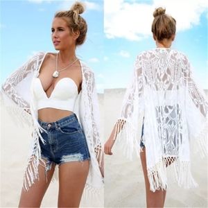 Crochet Tassel Layed Lace Cover Up